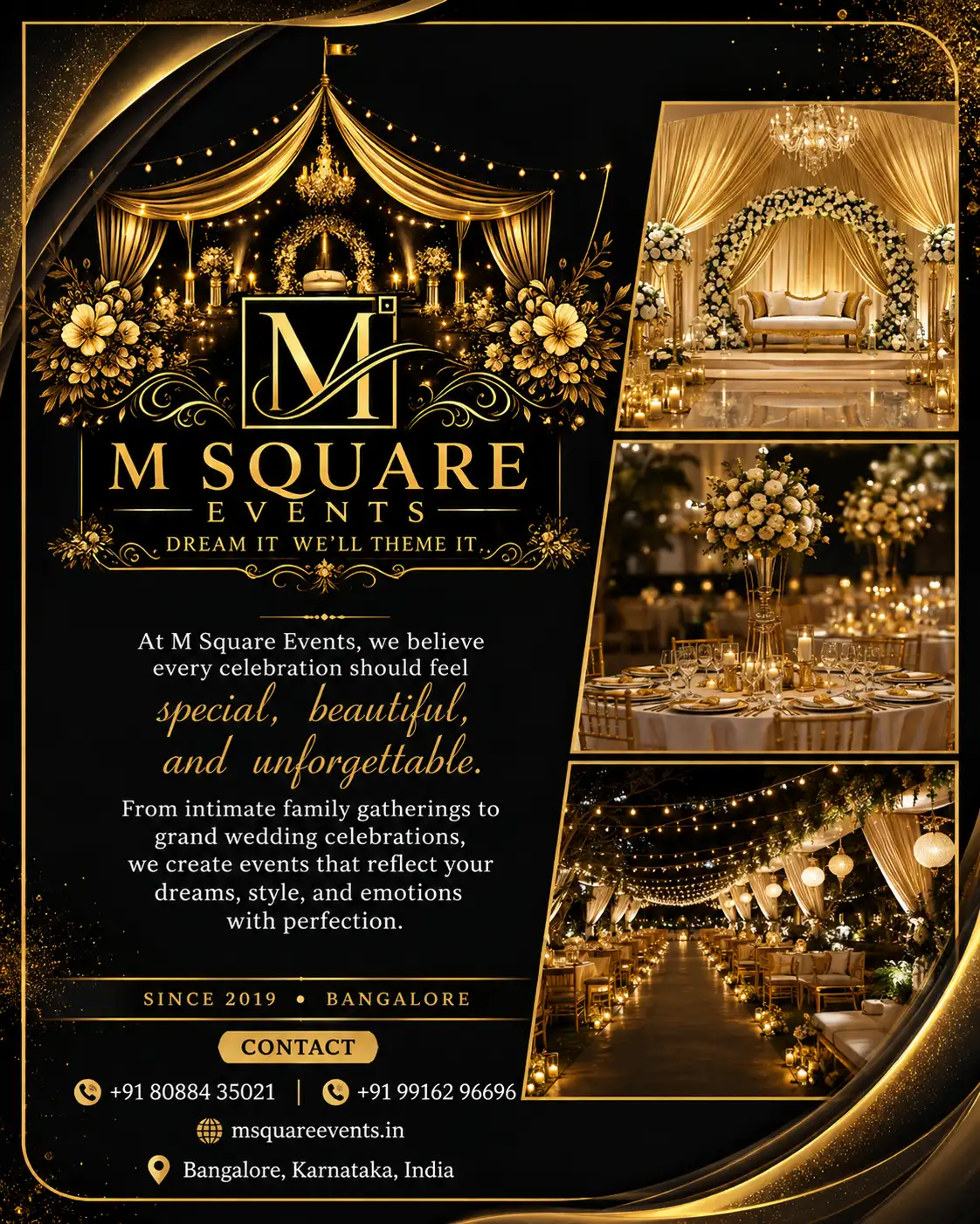 Luxury wedding venue styled by M Square Events